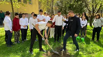 Ученици засадиха нови дръвчета в „Западен“