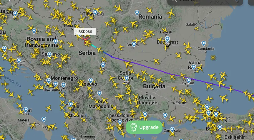Ил-96 на Кремъл влезе в небето над България от Сочи