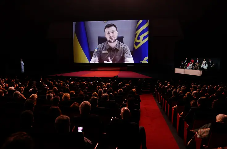 Володимир Зеленски със специално обръщение по време на церемонията по откриването на 75-ия годишен филмов фестивал в Кан