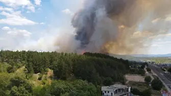 Голям пожар гори до Казанлък, огънят застрашава автокъща