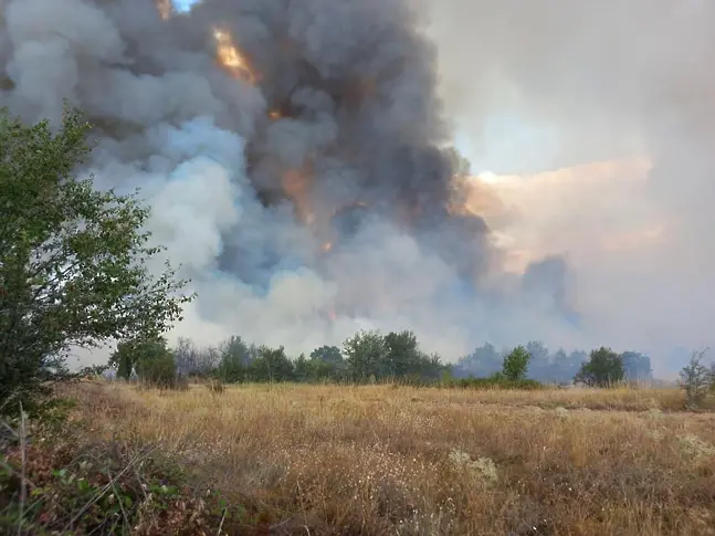 Голям пожар избухна в Панагюрско, хеликоптери се включват в гасенето