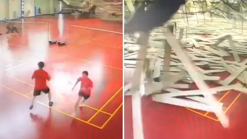 Спортна зала рухна след силно земетресение в Тайван (видео)