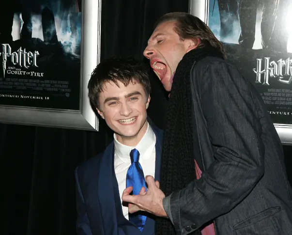 Даниел Радклиф и Ралф Файнс на премиерата на "Хари Потър и огненият бокал" 2005 г. в Ню Йорк.