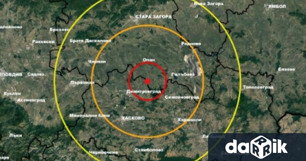 Земетресениеот 3 6поРихтер е регистрирано крайДимитровград в 10 15 То е било