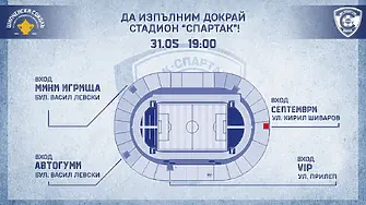 Схема на стадион “Спартак” за домакинския мач със Септември (София)