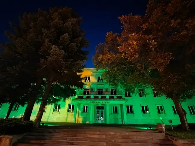 Сградата на Община Враца бе осветена в зелено