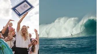 Сърфирайки на 13-метрова вълна: Австралийка постави нов световен рекорд