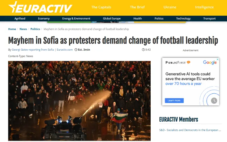 “Няма друг такъв случай в историята на футбола“: Как световните медии отразиха протеста в София