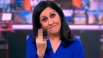 Водеща на Би Би Си показа среден пръст в ефир (видео)