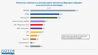 "Галъп": 9 формации имат шанс за следващия парламент, "Възраждане" са трети