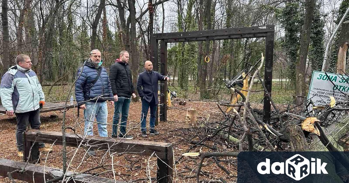 Паднало през нощта дърво увреди три уреда на откритата фитнес