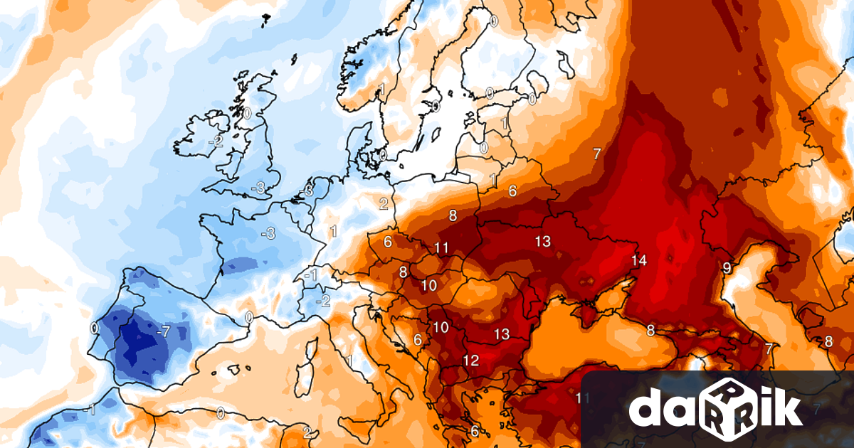 Над Европа се оформитоплинен купол високо атмосферно налягане коетоводи до