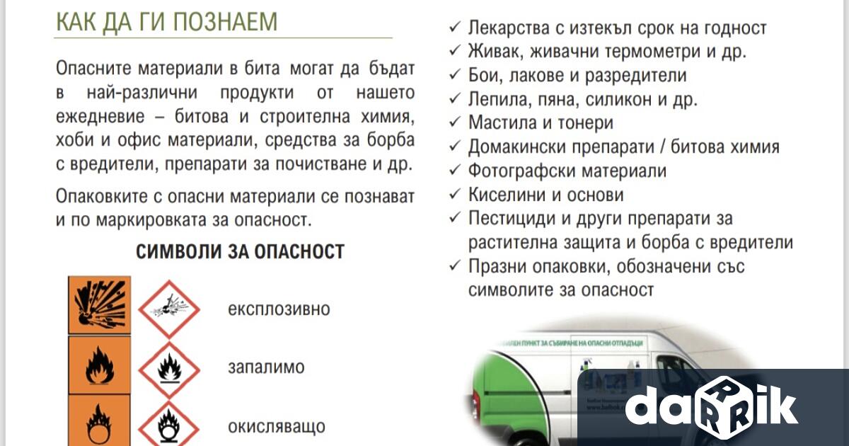 Мобилен събирателен пункт за безвъзмездно приемане на опасни отпадъци от