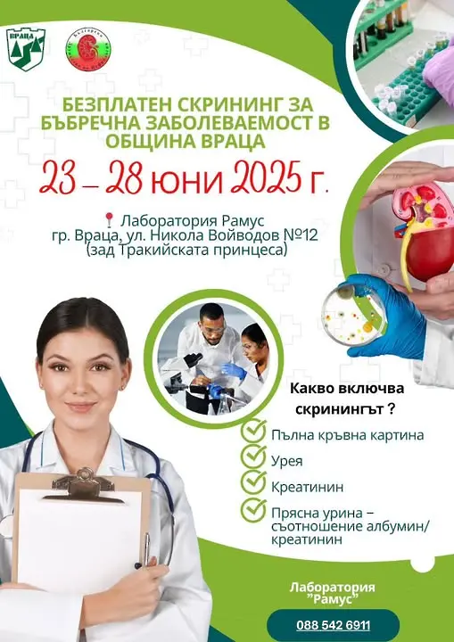 Във Враца безплатен скрининг за бъбречна заболеваемост