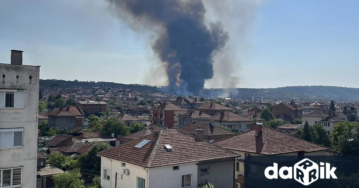 Голям пожар гори над Харманли Огънят е тръгнал от борса