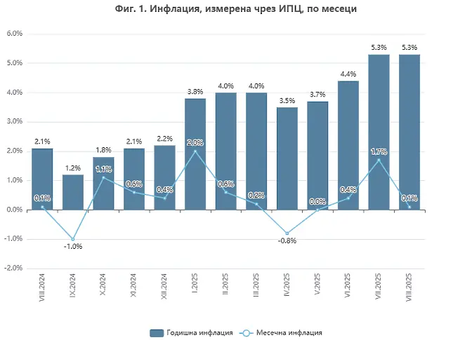 0,1 на сто месечна и 5,3 на сто годишна инфлация отчете НСИ