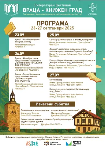 Утре е официалното откриване на фестивал "Враца-книжен град"