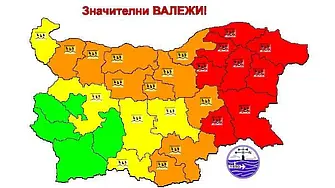 Днес НИМХ с предупреждение за оранжев код за значителни валежи от дъжд в област Враца и още 9 области в страната