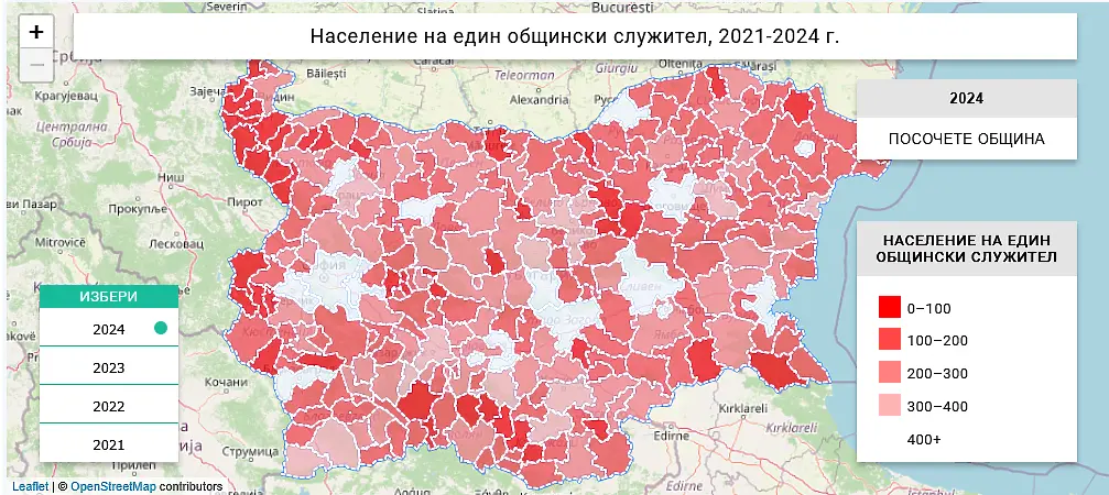 ИПИ:В България има общини, където на 18 души се пада по един чиновник