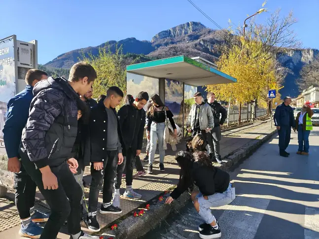 Младежки Червен кръст Тетевен под егидата на общината и ПГСЕУ-Тетевен отбелязаха Световния ден в памет на жертвите на ПТП