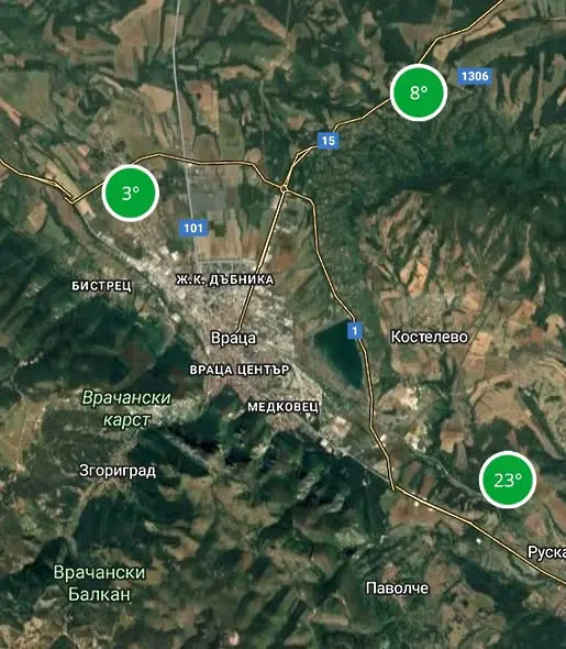 Голяма температурна инверсия в района на Враца