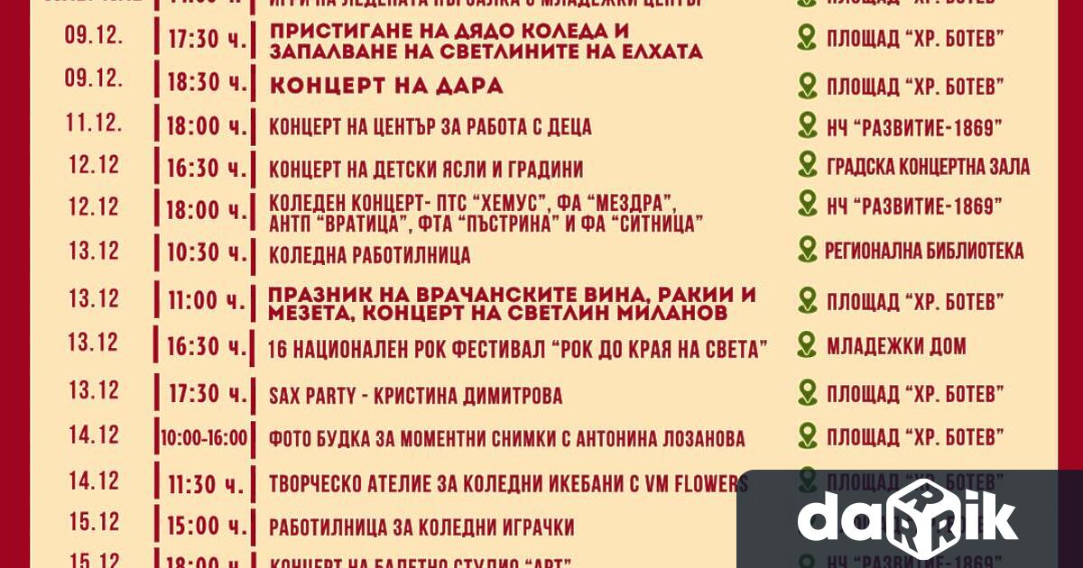 Готова е програмата за коледно новогодишните празници обявиха от Община Враца