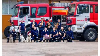  12 видински огнеборци в благотворителна фотосесия с 12 кученца от видинския Общински приют за кучета