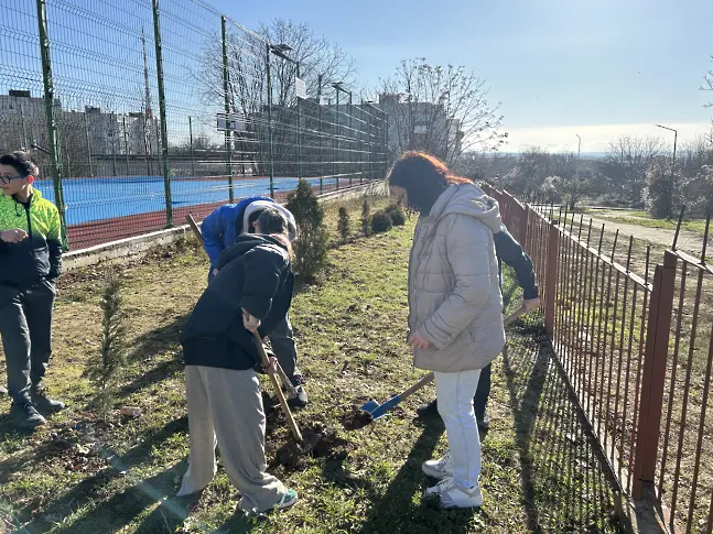  Ученици от ДФСГ „ Интелект “ се включиха в самодейността „ Засади дърво за Коледа “ 