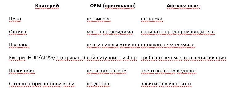 Оригинално срещу афтърмаркет автостъкло – какво да изберем?