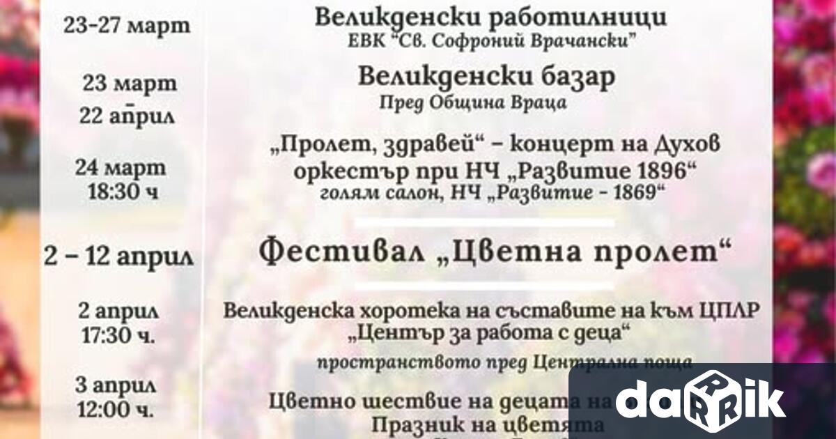 Община Враца е подготвила богата програма за предстоящите великденски празници