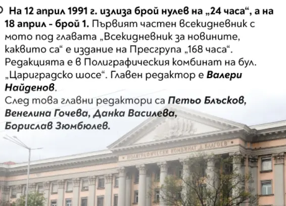  ЧРД на вестник „ 24 часа ” 