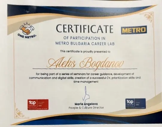 Ученици от ДФСГ „Интелект“ са отличени за участие по програма „Кариерна лаборатория“