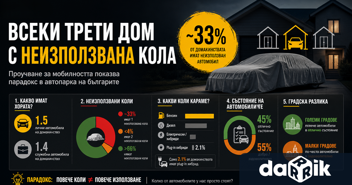 Близо една трета от домакинствата в България разполагат с неизползван