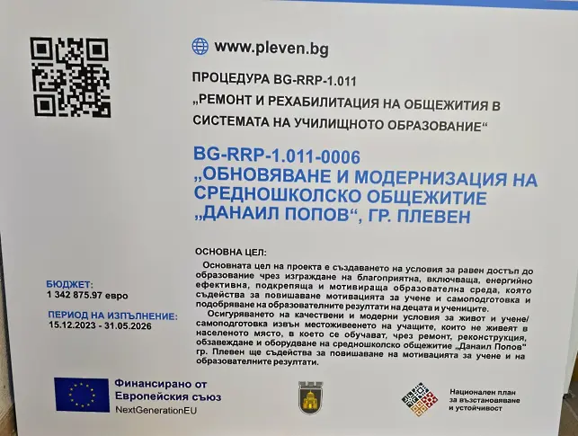 Откриха обновената сграда на Средношколско общежитие „Данаил Попов“ в Плевен