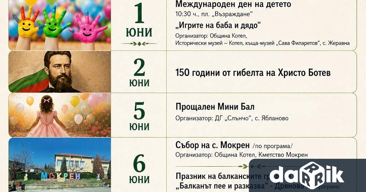През месец юни Община Котел и културните институции на територията