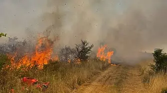 Пожар гори край Асеновград, затвориха пътя за Кърджали