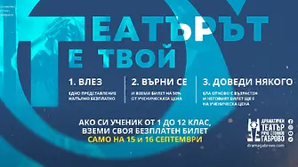 Габровският театър подарява театрален пропуск на учениците за Първия учебен ден
