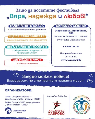 Габрово събира спорт, творчество и доброта в първия благотворителен фестивал „Вяра, надежда и любов!“