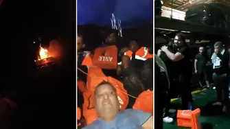 Първи кадри от евакуацията на кораба ABLE минути след ударите с дронове (ВИДЕО)