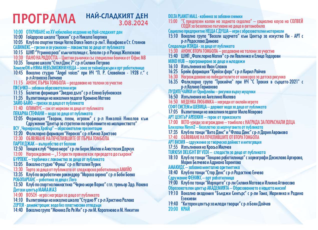 „Най-сладкият ден“ ще се проведе в събота във Варна